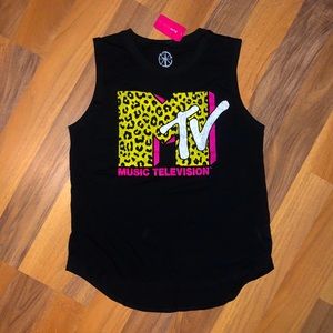 MTV neon / cheetah print tank top